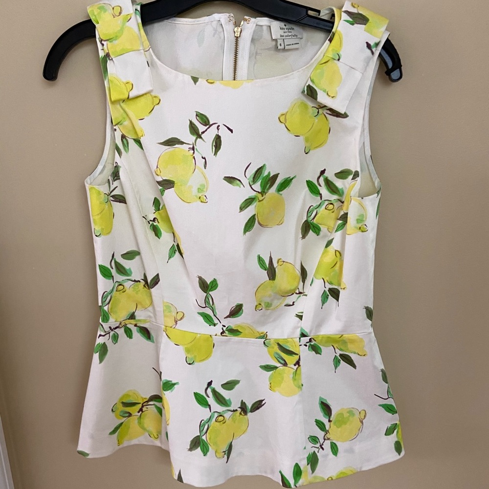 Kate Spade Lemon Peplum Top Size 8